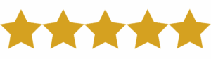 Five gold stars arranged in a row, symbolizing a top-tier 5-star rating for exceptional quality and service.