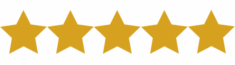 Five gold stars arranged in a row, symbolizing a top-tier 5-star rating for exceptional quality and service.