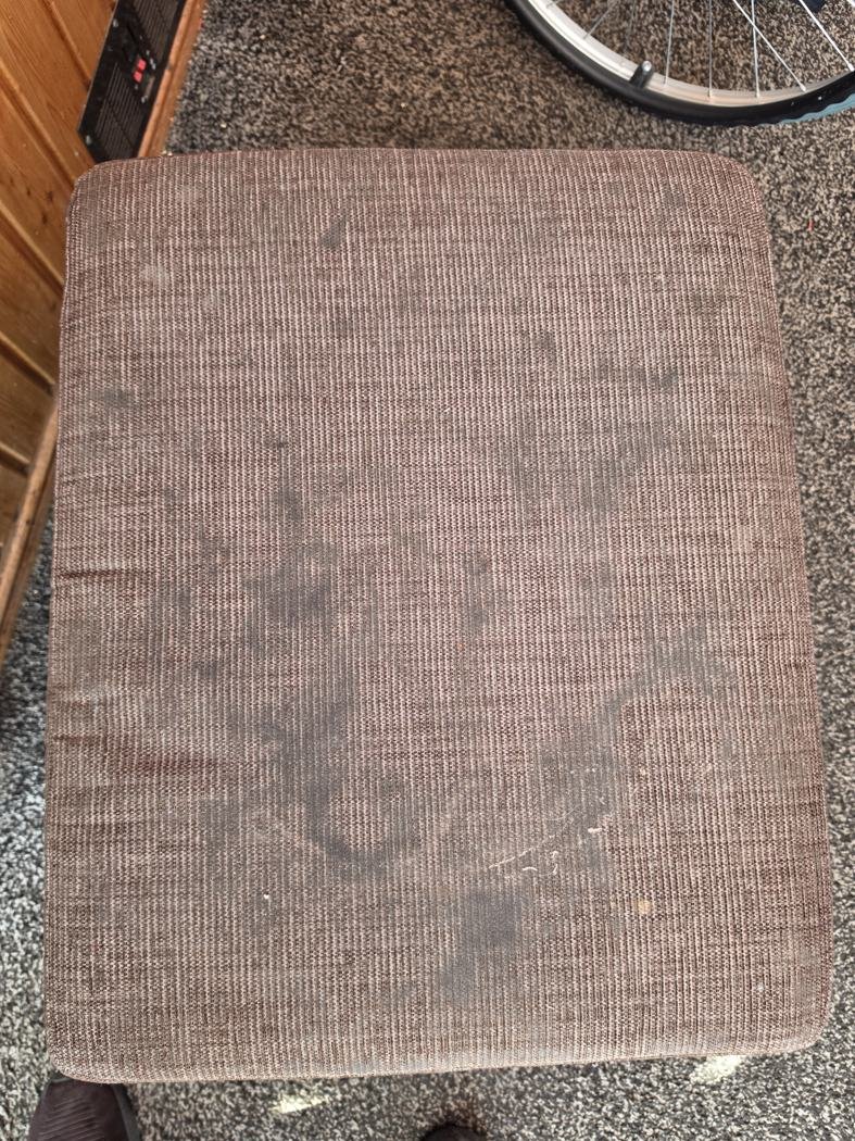 Upholstery Cleaning Doncaster | Sofa & Chair Cleaning 2 Close-up of a well-used upholstered fabric chair seat assessed before cleaning