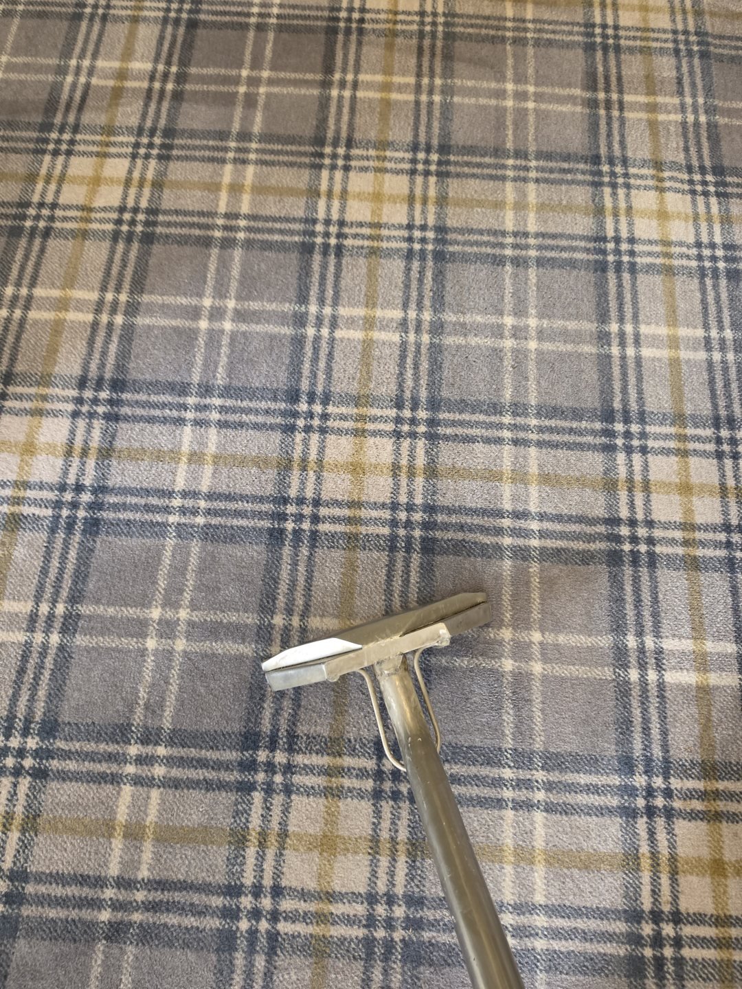 Professional extraction wand cleaning a patterned carpet
