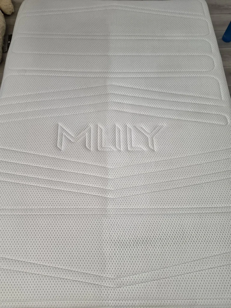 White mattress photographed as part of New Life Carpet cleaning work